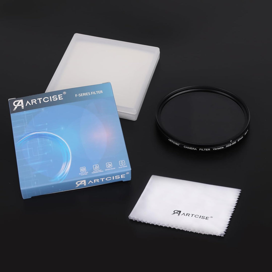 ARTCISE 77 mm Variabler ND-Filter, ultradünn, ND2-ND400 HD, Verstellbarer Fader-Graufilter 77mm, 77m