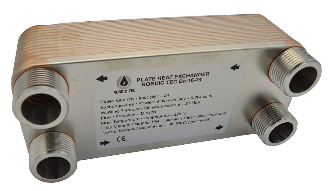 Edelstahl Plattenwärmetauscher Wärmetauscher Nordic Tec Ba-16-24 24 Platten 100kW 1”