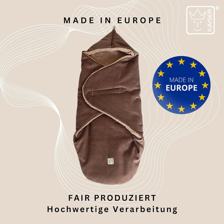 Kaiser Callie Cord Einschlagdecke für Babyschale, 80x40 cm, Wattiert, 0-12 Monate (caribou), caribou