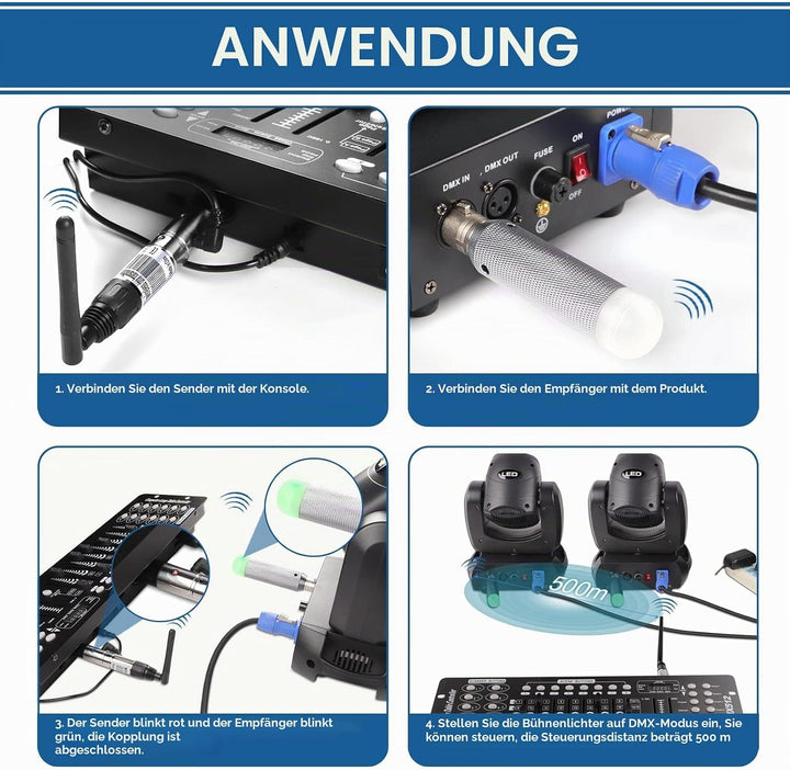 UKing Wireless DMX Controller, Wireless DMX512 Transmitter/Empfänger LED Lighting Controller Arbeit