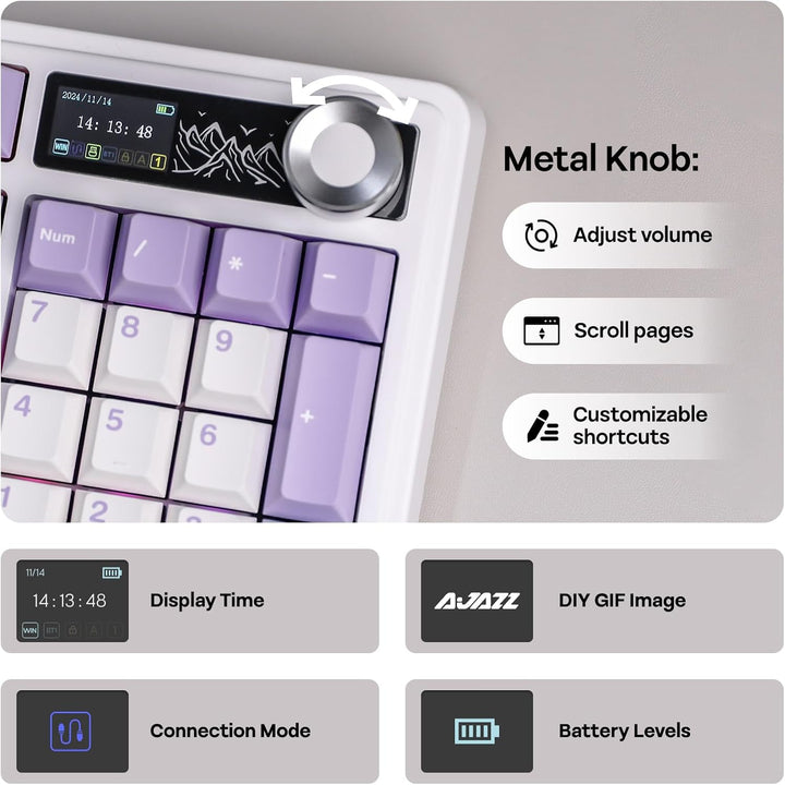 MechLands AJAZZ AK980 98% Mechanische Tastatur, BT5.0/USB-C/2.4GHz Wireless Gaming Tastatur, Hot Swa