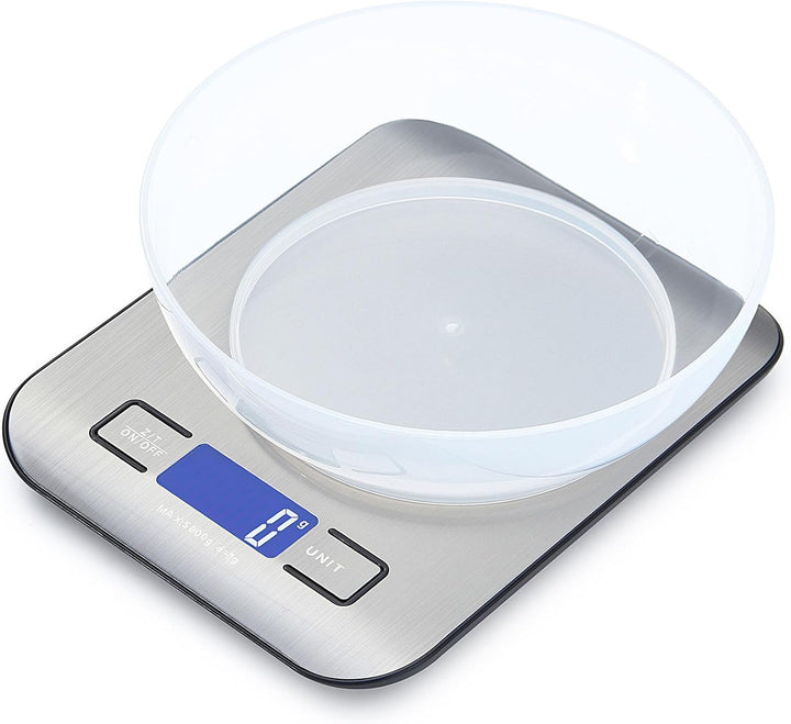 Herzberg HG0413 Elektronische Küchenwaage, Kapazität 5 kg, LCD-Display, mehrere Einheiten, Zählfunkt