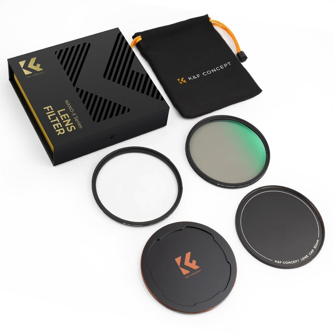K&amp;F Concept Filter Set,Nano X-Serie Polfilter(CPL Filter),MCUV Filter,2 Objektivdeckel&amp; Aufbewahrung