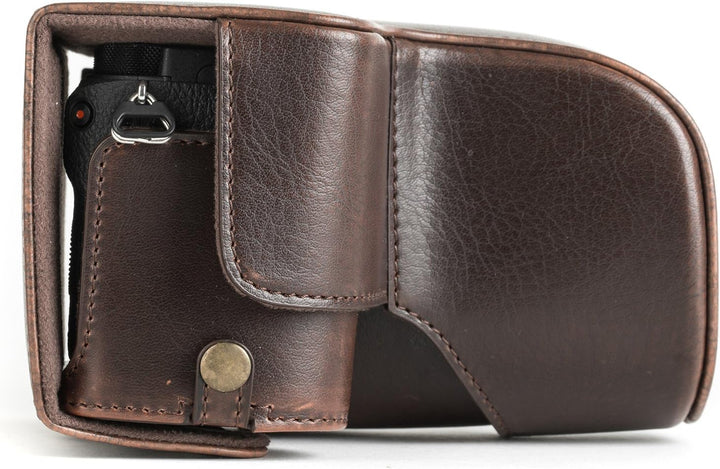 MegaGear MG1015 Ever Ready Leder Kameratasche mit Trageriemen kompatibel mit Sony Alpha A6500 (bis z