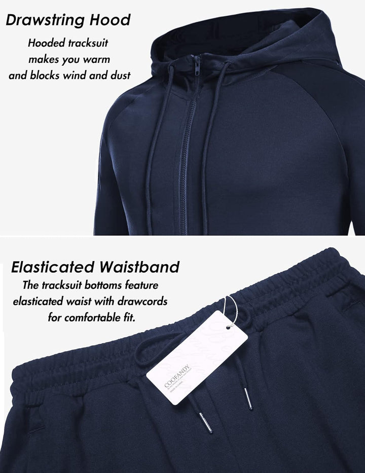 COOFANDY Trainingsanzug Herren Jogginganzug Tracksuit Sportanzug Jogginghose mit Hoodie Kapuze Set X