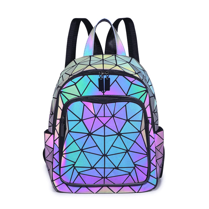 RANSUU Geometrische Taschen Reflektierend Rucksack Damen, Handtasche Holographic Holo Schultertasche