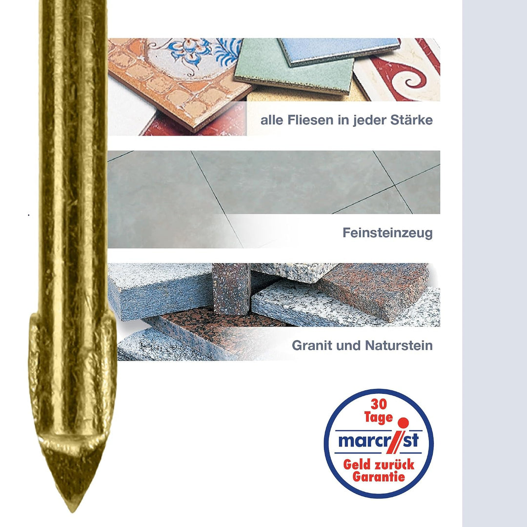 Marcrist TD850 Fliesenbohrer 6mm - Hard Ceramic Bohrer für harte Fliesen, Keramik, Granit und Marmor