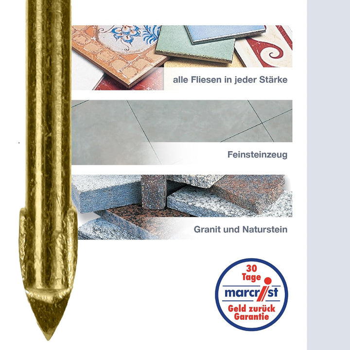 Marcrist TD850 Fliesenbohrer 6mm - Hard Ceramic Bohrer für harte Fliesen, Keramik, Granit und Marmor