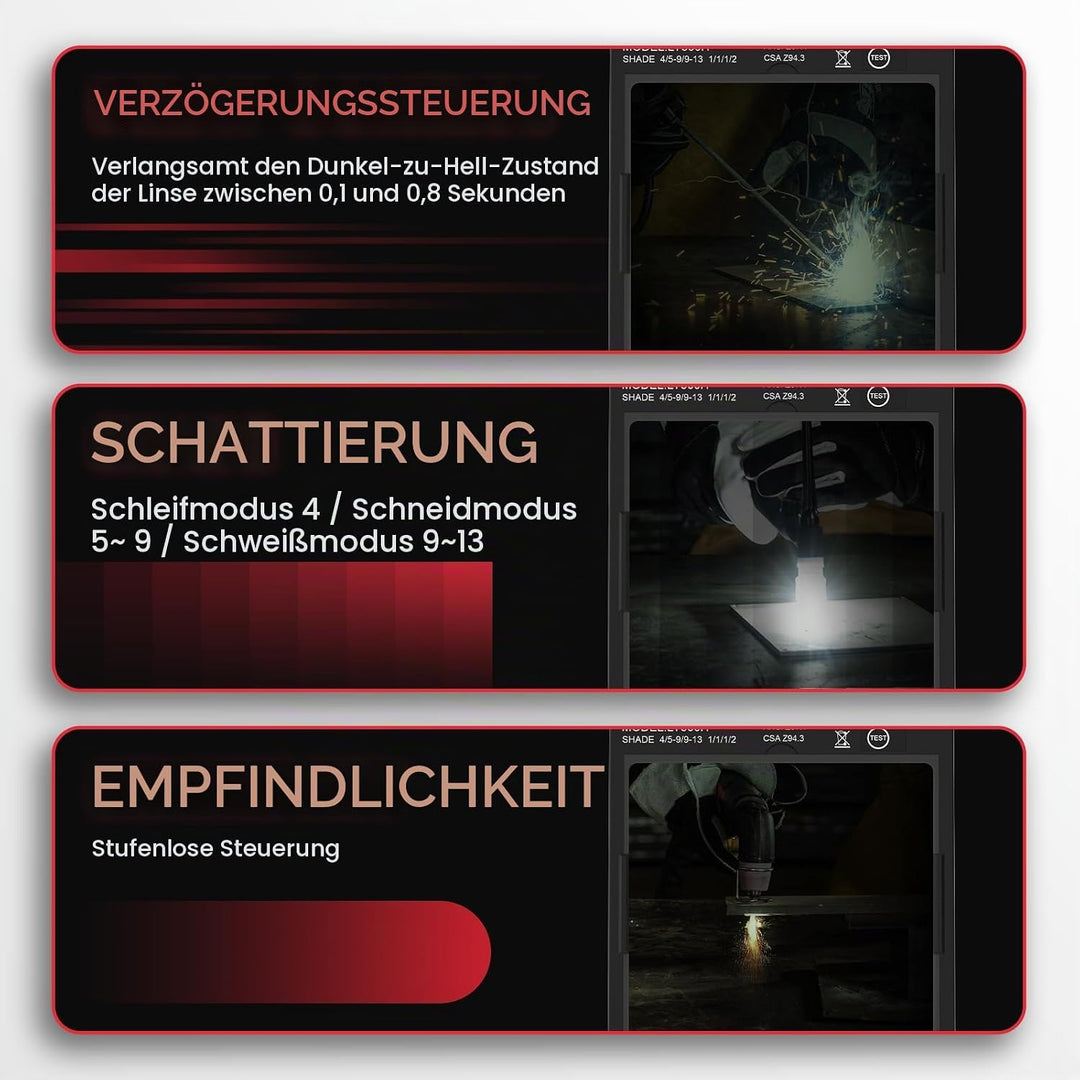 YESWELDER Grosse Ansicht Schweisshelm 10x9cm Echtfarben Auto Verdunkelung Schweissmaske Solarstrom 4