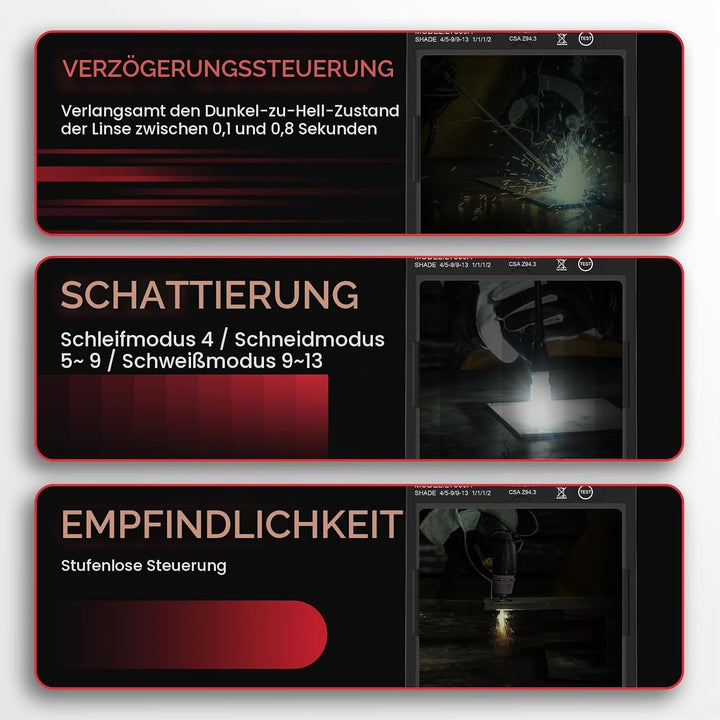 YESWELDER Grosse Ansicht Schweisshelm 10x9cm Echtfarben Auto Verdunkelung Schweissmaske Solarstrom 4