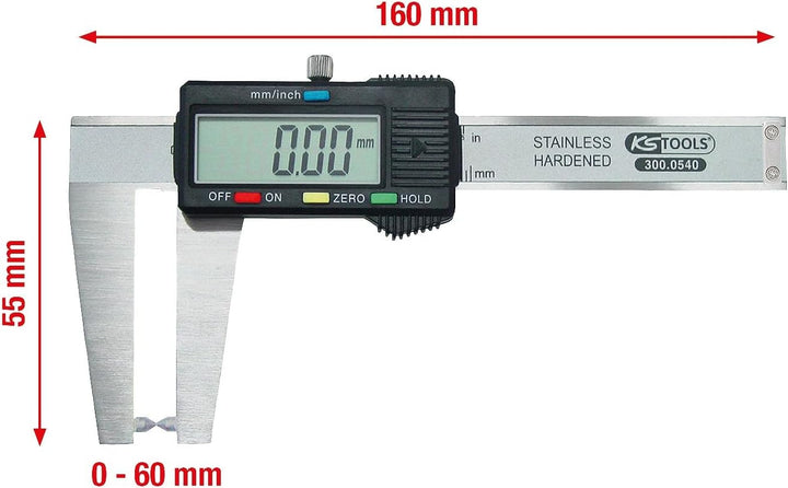 KS Tools 300.0540 Digital-Bremsscheiben-Messschieber 0-60mm, 160mm