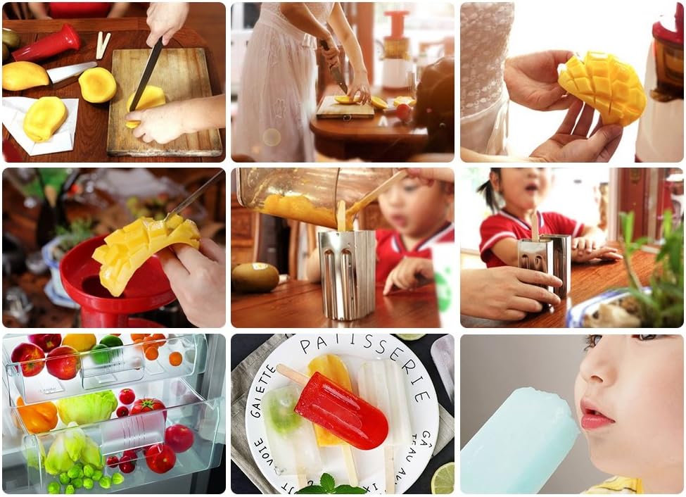 Popsicle Formen Edelstahl, 6 Stück Edelstahl Eisform Popsicle Formen Set mit Stick Holder und Tasse