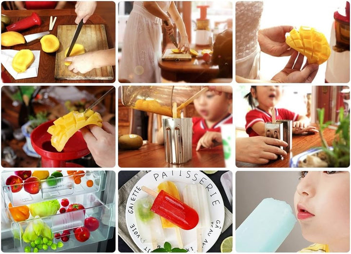 Popsicle Formen Edelstahl, 6 Stück Edelstahl Eisform Popsicle Formen Set mit Stick Holder und Tasse