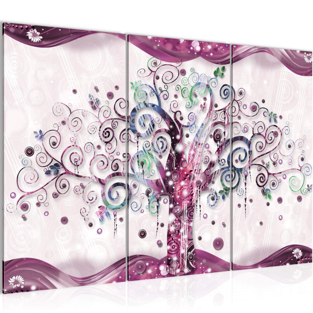 Runa Art Wandbilder Gustav Klimt Baum des Lebens Bild XXL Wohnzimmer Rosa Abstrakt 120 x 80 cm 3 Tei