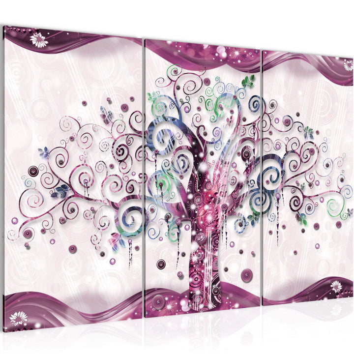 Runa Art Wandbilder Gustav Klimt Baum des Lebens Bild XXL Wohnzimmer Rosa Abstrakt 120 x 80 cm 3 Tei