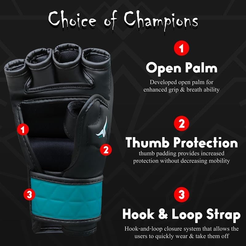 MMA Handschuhe für Herren und Damen — Atmungsaktive Open-Palm Sparring Handschuhe, Grappling Handsch