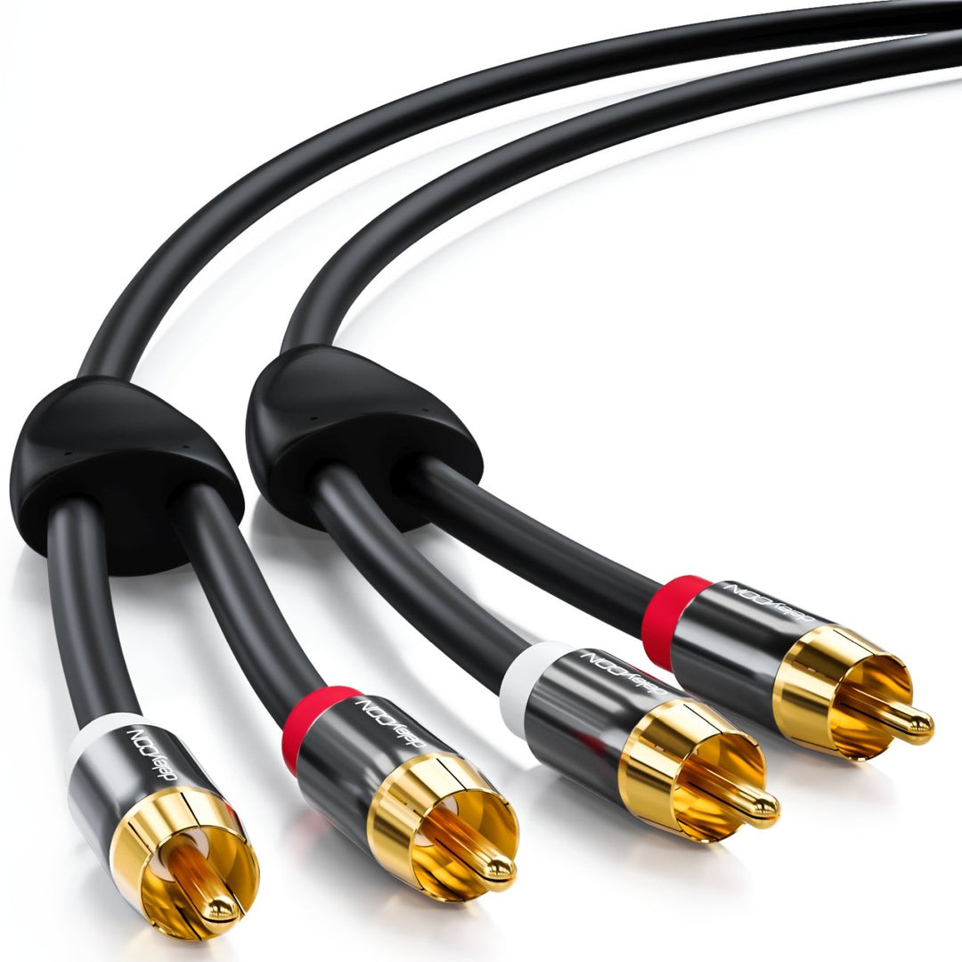 deleyCON 10m Cinch Kabel Stereo Audio Cinch RCA Kabel 2x Cinch Stecker zu 2x Cinch Stecker HiFi-Anla
