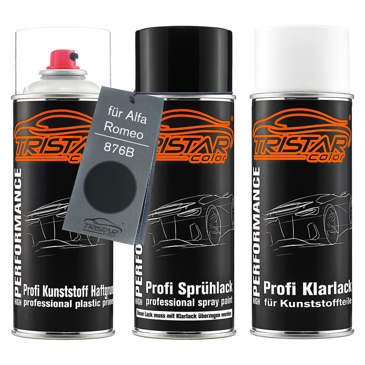 TRISTARcolor Autolack Spray Kunststoff für Alfa Romeo 876B Nero Carbonio M. | Nero Carbonio Metallic