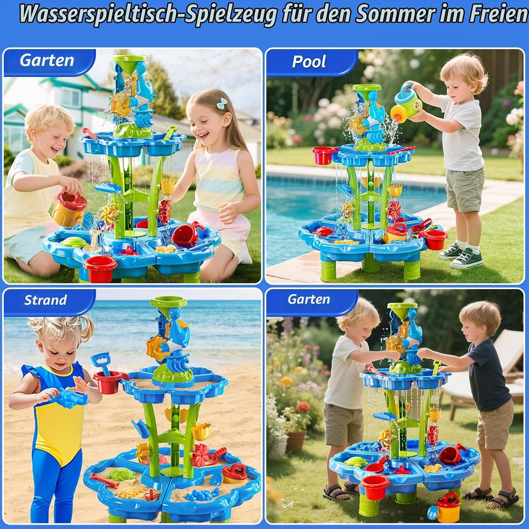 2-stufiger Blumen Sand- &amp; Wassertisch für Kleinkinder 3-5 Jahre, Sensorik-Spieltisch für Kinder, Som