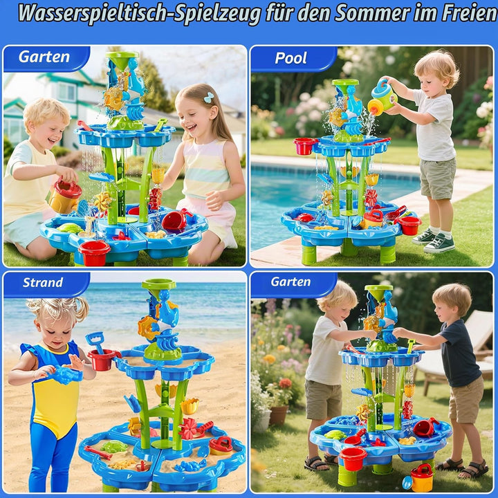 2-stufiger Blumen Sand- &amp; Wassertisch für Kleinkinder 3-5 Jahre, Sensorik-Spieltisch für Kinder, Som