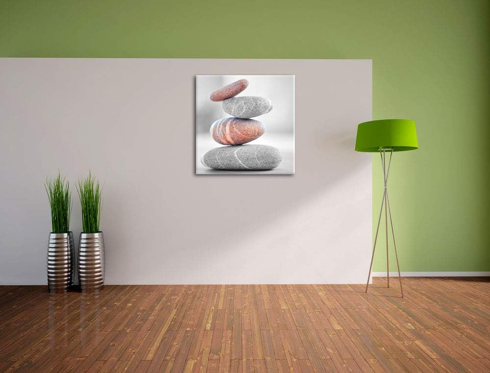 Steinturm schwarz/weiss, Format: 70x70 auf Leinwand, XXL riesige Bilder fertig gerahmt mit Keilrahme