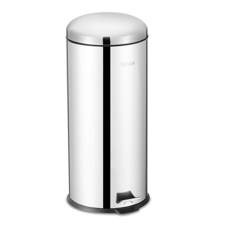 Velaze Treteimer 30L Zylindrisch Edelstahl mit Abnehmbarer Kunststoff-Inneneimer & Deckel, Ø29 x 68,