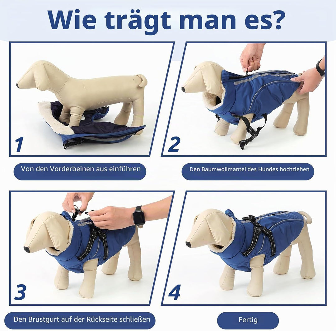 Hundemantel Hundejacke Warm Wintermantel mit Reissverschluss Winddichte &amp; Winddichte mit Reflektorst