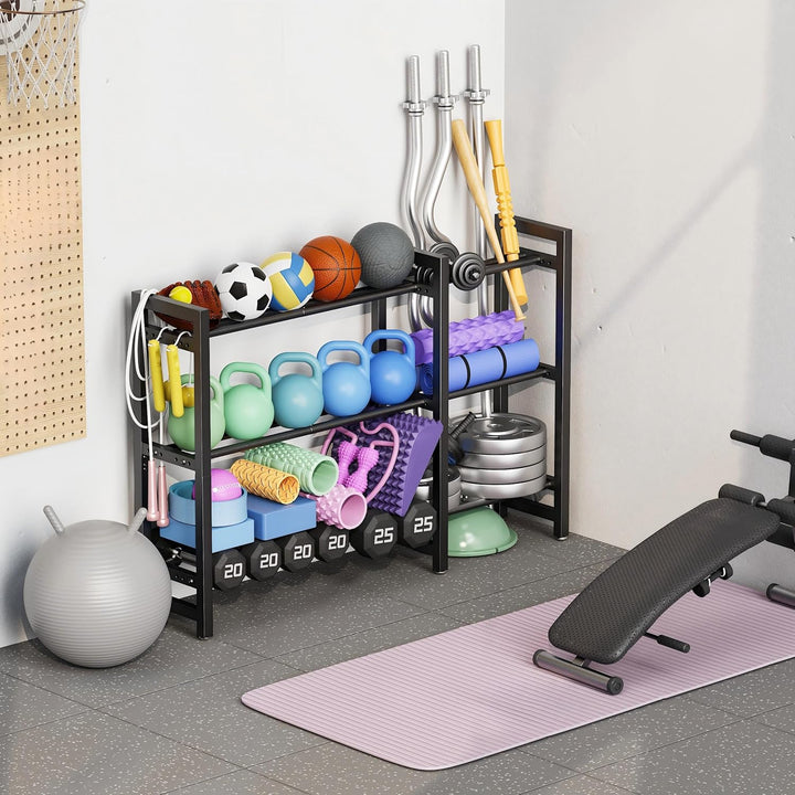 Verstellbarer Dreistöckiger Hantelständer 127cm Adjustable Kurzhantelständer 3 Ebenen Hantelablage (