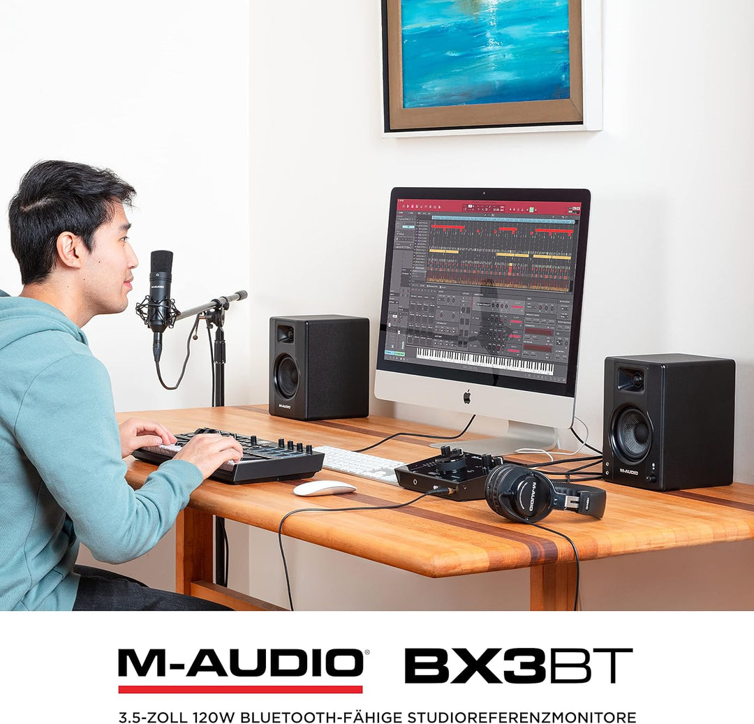 M-Audio BX3BT 3,5" Studio-Monitore mit Bluetooth High-Definition Monitor Lautsprecher Boxen für Reco
