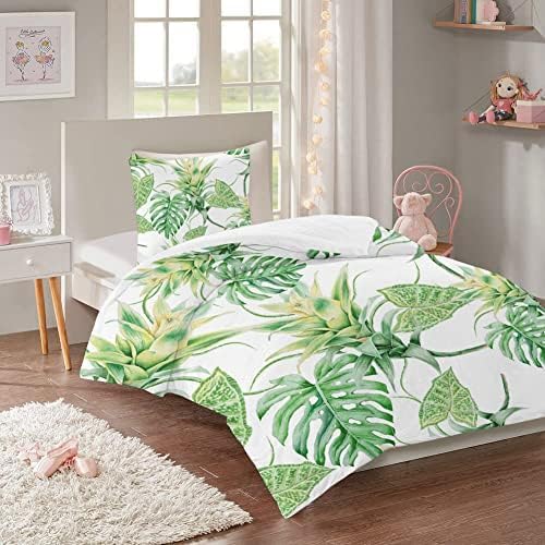 HOMHOMHA Bettwäsche 135x200 Grün Dschungel Botanisch Pflanze grüne Blätter Bettwäsche-Set Bettbezug