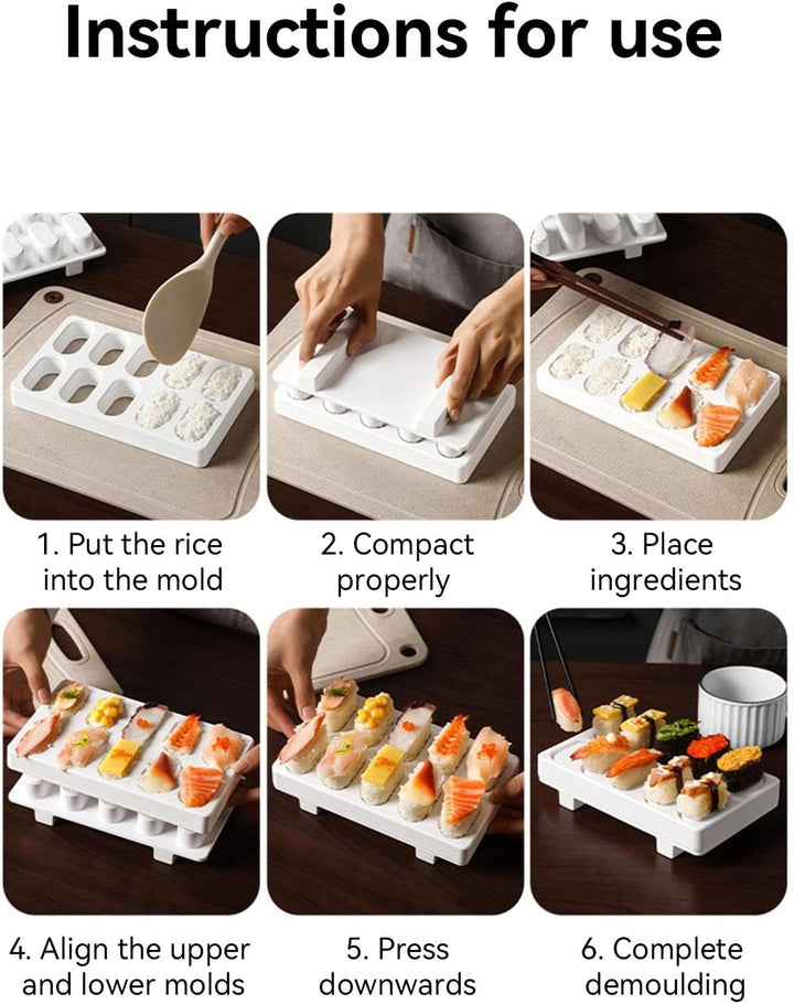Sushi-Reisform, rechteckige Nigiri-Reiskugelform, 10-in-1 Mini-japanische Onigiri-Sushi-Form, rechte