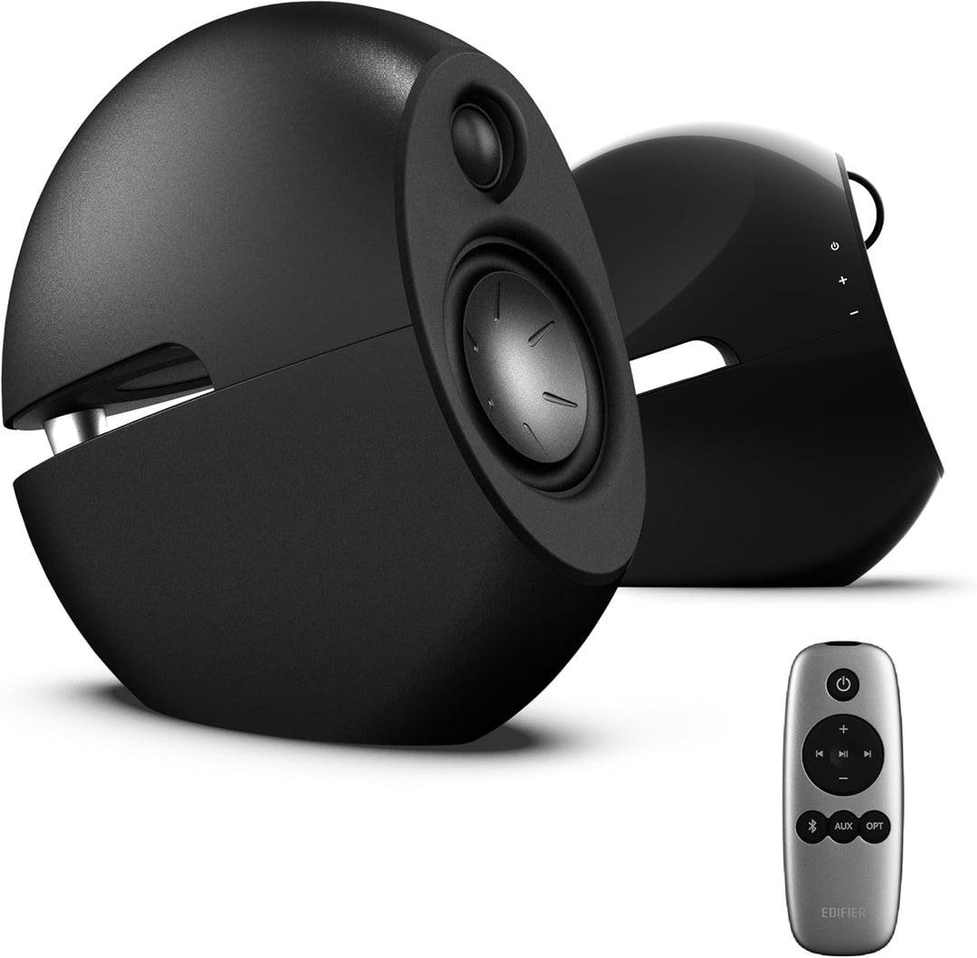 EDIFIER Luna E25 Design-Lautsprecherset mit Bluetooth (74 Watt), schwarz schwarz glänzend, schwarz g