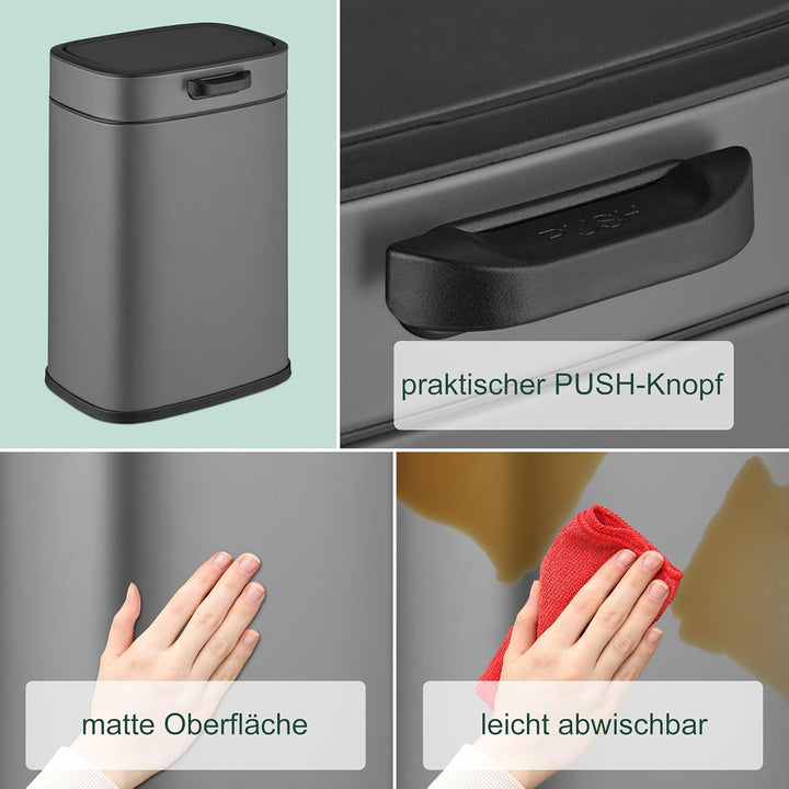 Relaxdays Küchenmülleimer 5 L, hängender Biomüllbehälter, Inneneimer, Aufhängung & Klebepads, Türmül