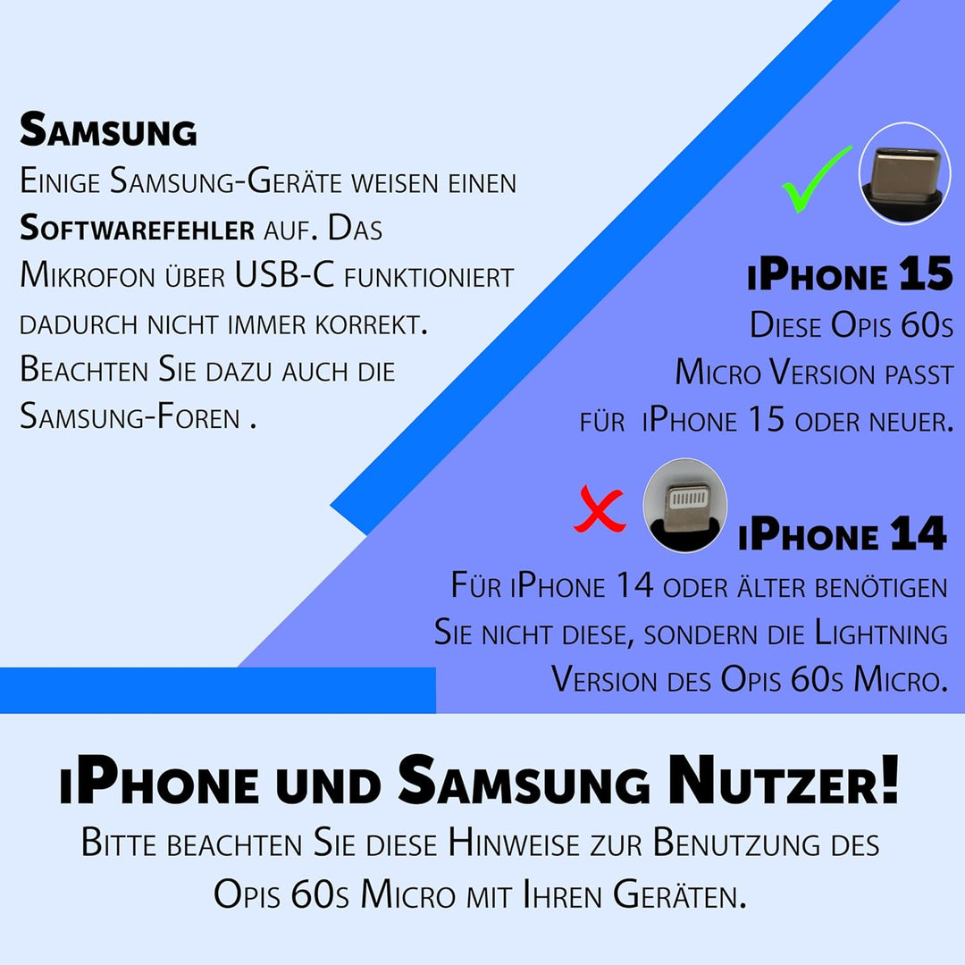 Opis 60s Micro - Retro Handyhörer für Android Smartphones, Tablets, Notebooks und Handys in der Form