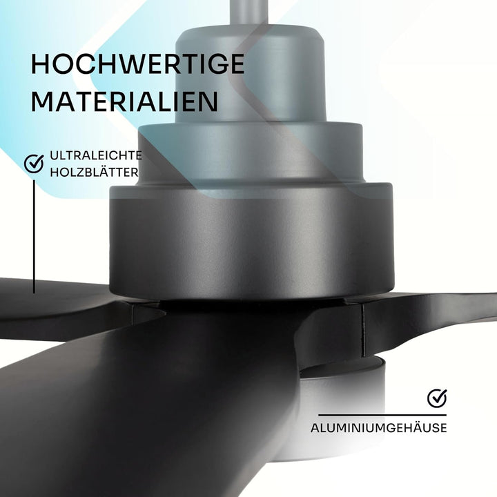 Mellerware - Deckenventilator mit Fernbedienung Brizy Bright | 45W | 6 Geschwindigkeiten | Sehr Leis
