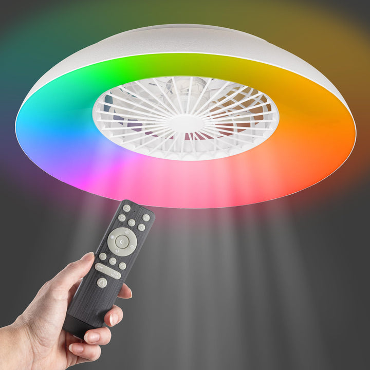 Proventa LED Deckenleuchte mit Ventilator RGB Farbwechsel 54W 3950lm Ø60cm Fernbedienung Deckenventi