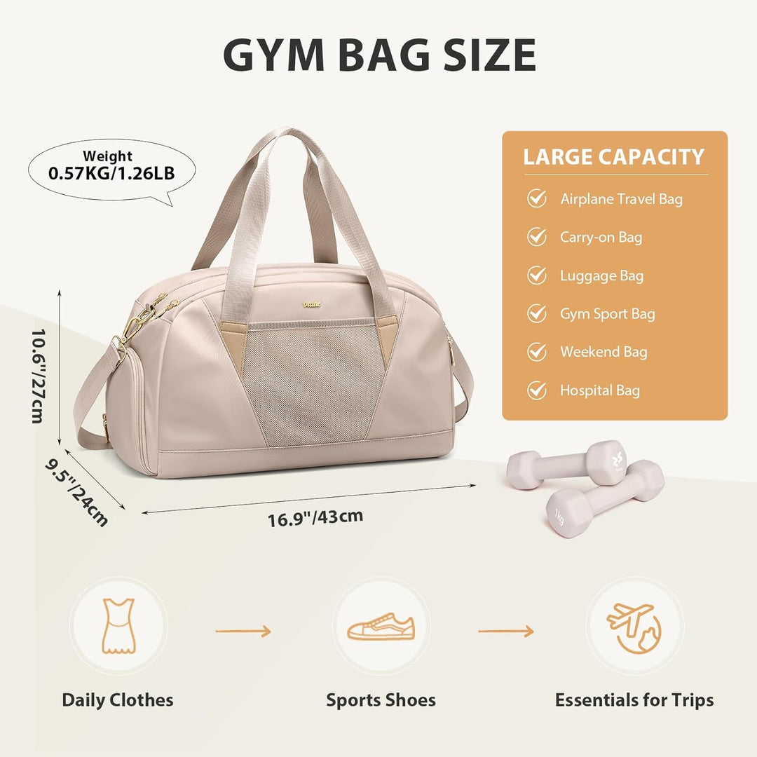 VNINE Reisetasche Sporttasche Damen，Leichte Handgepäck Tasche Weekender Bag Schwimmtasche Wasserdich