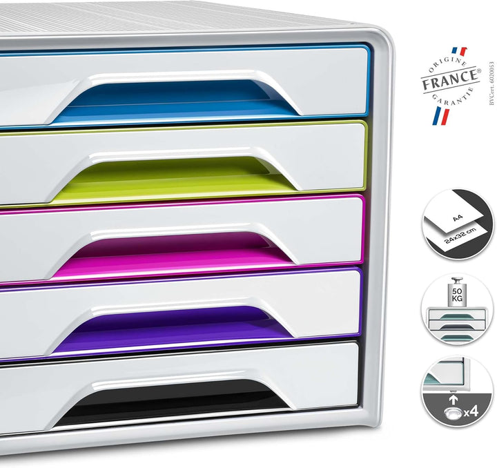 CEP Schubladenbox mit 5 flachen Schubladen Smoove 7-111 GM Weiss Arctic White / Gloss, Arctic White