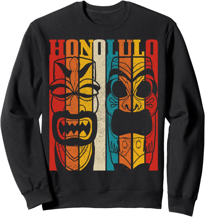 Honolulu Hawaii Vintage Tiki Totem Surfer Geschenk Souvenir Sweatshirt