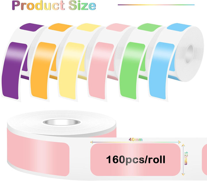 Thermo-Etikettenband - 6 Rollen 12x40mm Papier-Etiketten, Wasser- und Ölbeständig für Haus, Büro, Sc