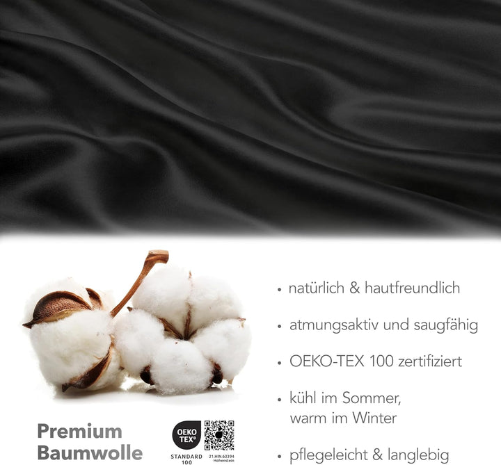 BLUE MOON Premium Mako-Satin Wendebettwäsche - Satin-Bettzeug - Bettwäsche aus 100% Baumwolle - Made