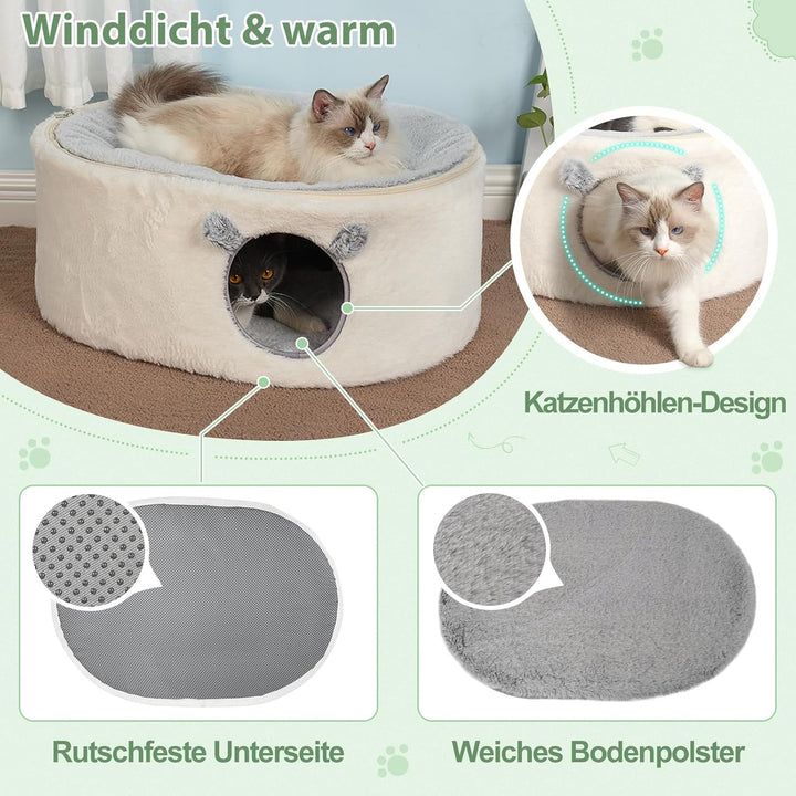 GUUSII HOME Erhöhte Katzen Bettchen für Hauskatzen Katzenhöhle Gross Kätzchen Haus Katzenliege Beili