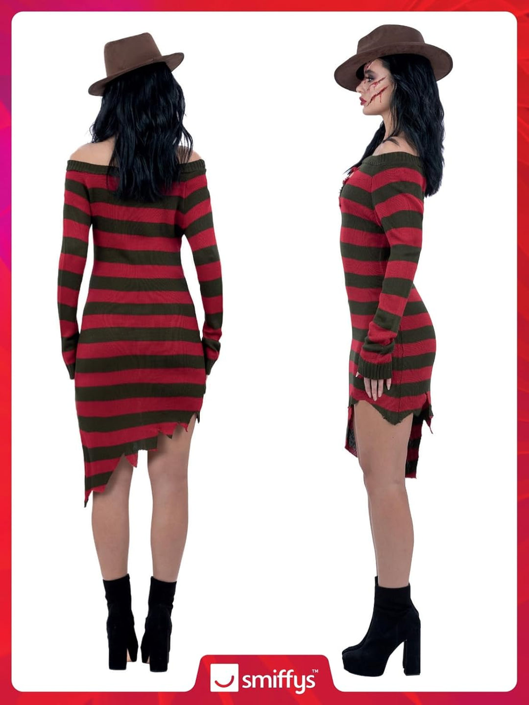 Smiffys A Nightmare On Elm Street Freddy Krueger Strickkleid Erwachsenenkostüm Offiziell lizenzierte