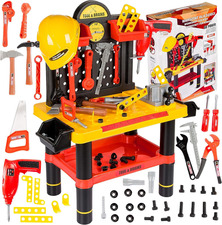 Kinderplay Kinderwerkstatt - Kinderwerkstatt Bastelset mit Bohrmaschine und Helm, KP2646, Kinderwerk