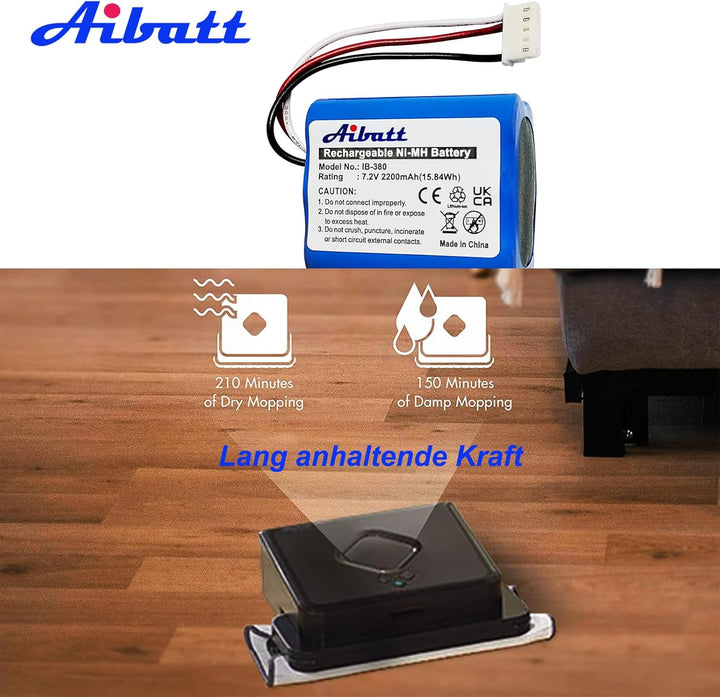 NI-MH akku wiederaufladbar, Ersatz-akku für IRobot Braava 380, 380T, 390T,Kompatibel mit Mint 5200 5