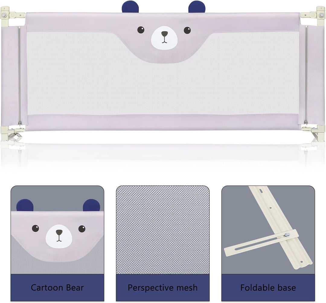 Supfine Bettgitter für Kinder, Bettgitter für Kinder, 150 cm, Bettschutzgitter, höhenverstellbar (70