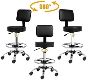 Bonnlo Rollhocker höhenverstellbar mit Lehne Abnehmbar, Arbeitshocker 360° Drehbar, Drehhocker mit F