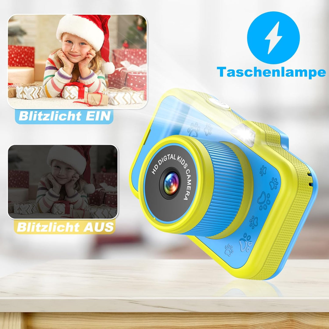 Kinderkamera, 3,5" Grosses Display |360°Rotierendes Zoomobjektiv | Kinder Kamera mit Selfies | LED-B