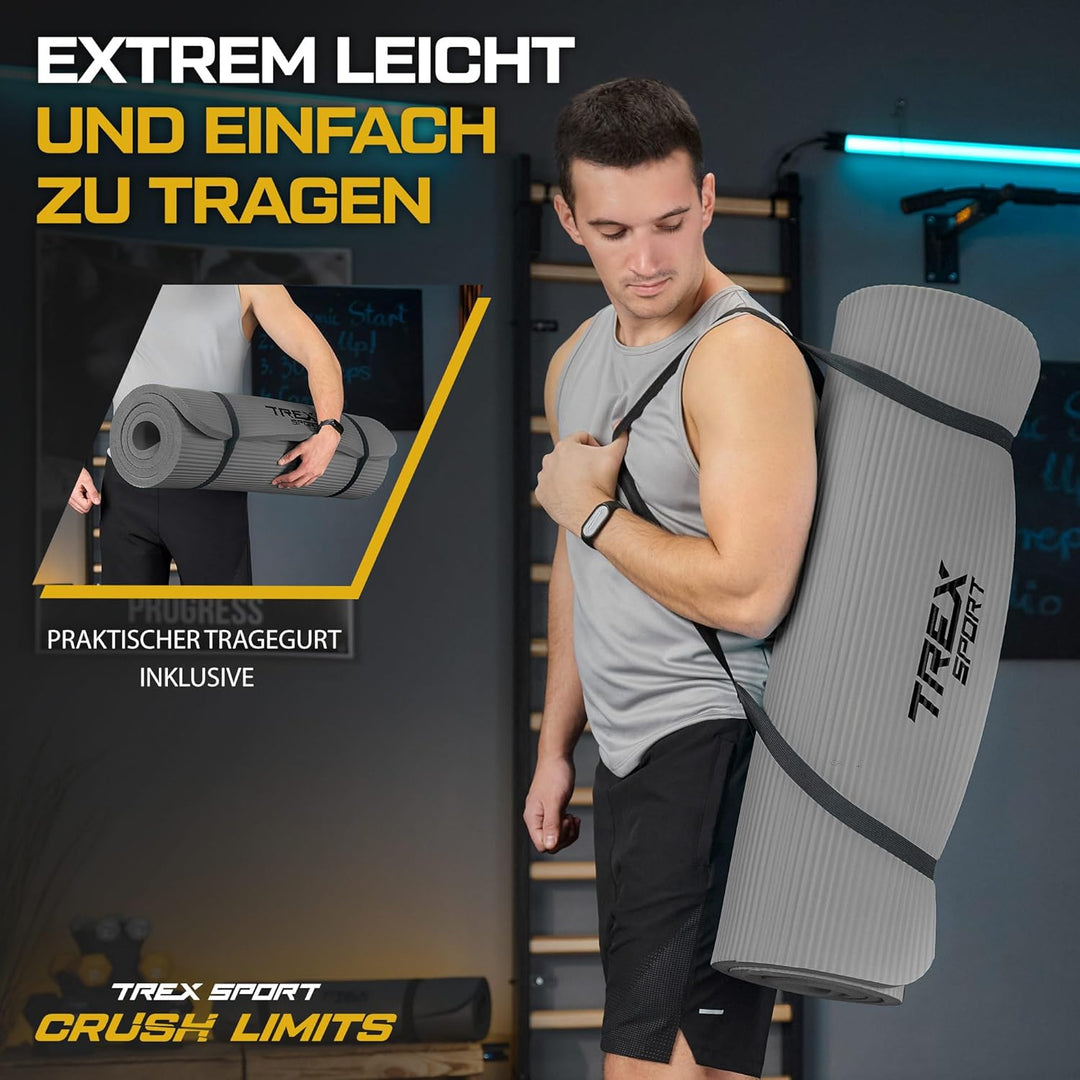 Gymnastikmatte Fitnessmatte 2cm TX-029NGM | NBR Yogamatte Pilates 190×80×2cm | Trainingsmatte rutsch