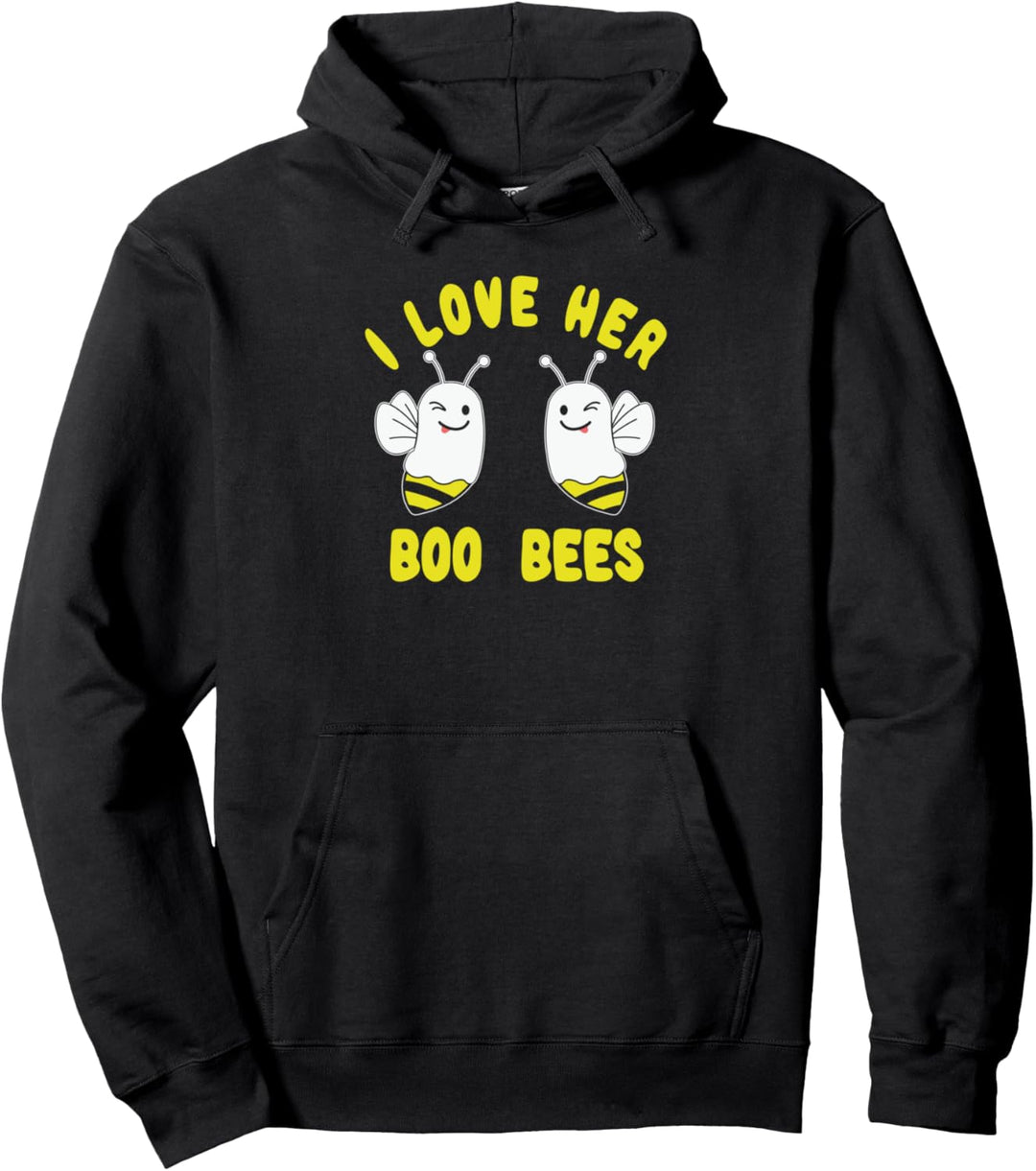 I Love Her Boo Bees Halloween Funny As Boo Bees Pullover Hoodie